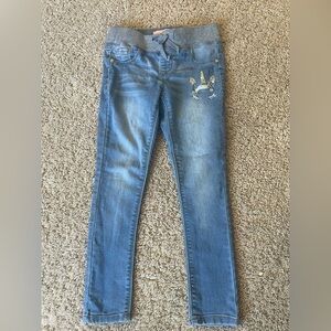 Girls Light Blue Skinny Jeans with Embroidery